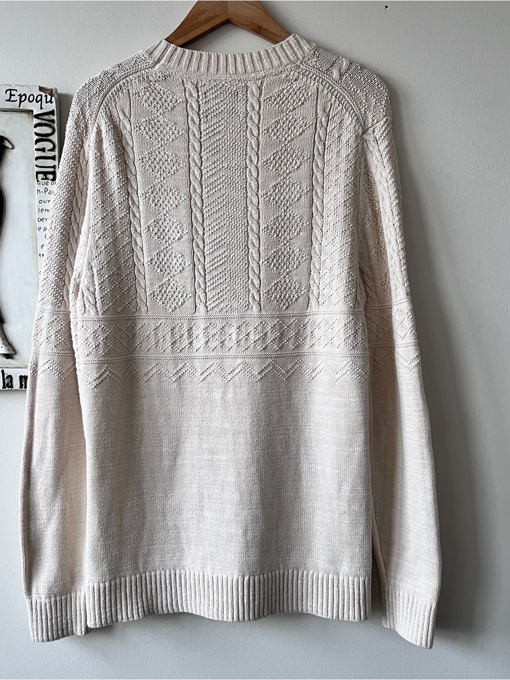 Abercrombie & Fitch Men's 100% Cotton Cream Cable Knit Crew Neck Sweater Size M - Picture 6 of 12